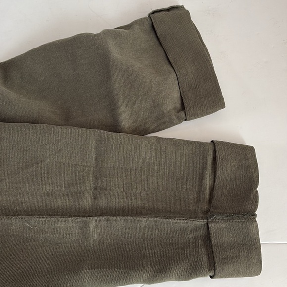 Nicole Miller olive green cuffed cargo style elastic waist linen Ilene pants - Picture 13 of 14